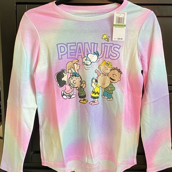 Girl’s Peanuts Gang Tie Dye Graphic Long Sleeve Tee - NWT - Picture 3 of 6